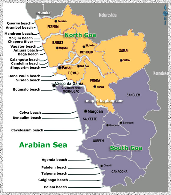 North Goa Map With Beaches List Of Famous Beaches In Goa (North And South) - Images Worthview